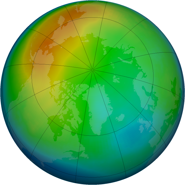 Arctic ozone map for December 2001